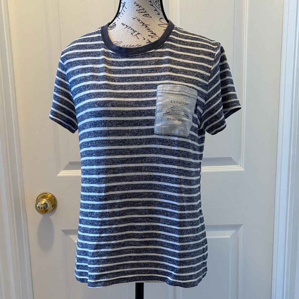 Inspired by All  Navy and White Striped Short Sleeve Tee
